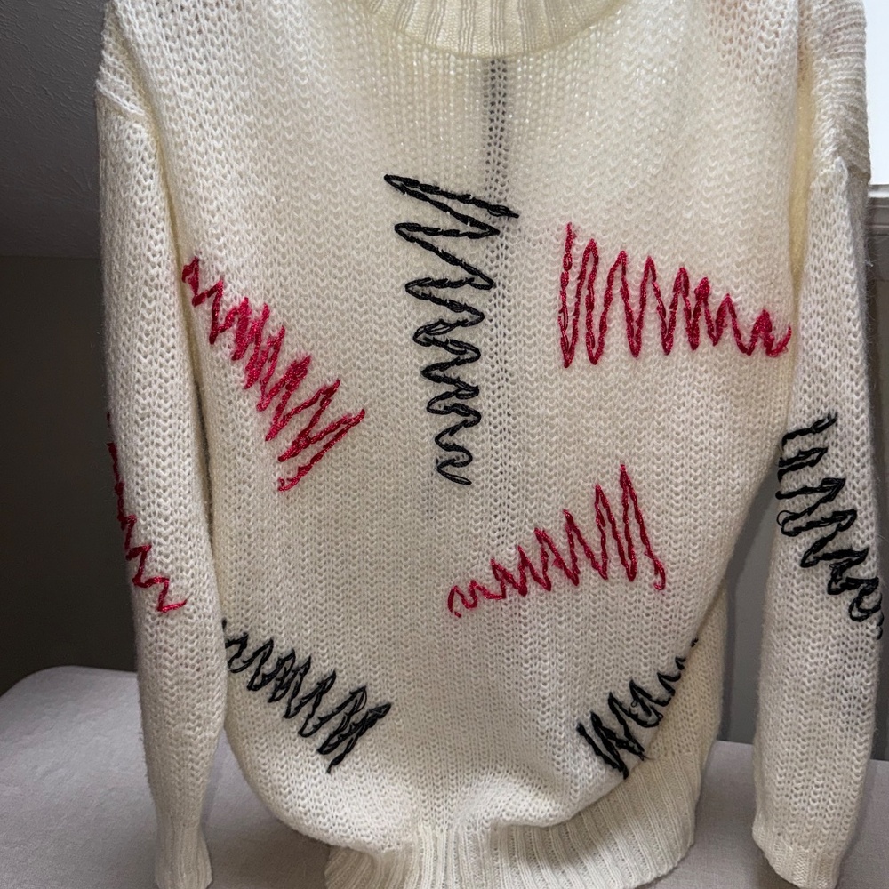 Vintage 1980s Catalina Raffles Collection Abstract Knit Sweater Size S - Picture 5 of 11